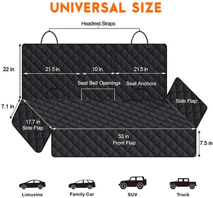 Premium Waterproof Dog Car Seat Cover - Fits most cars