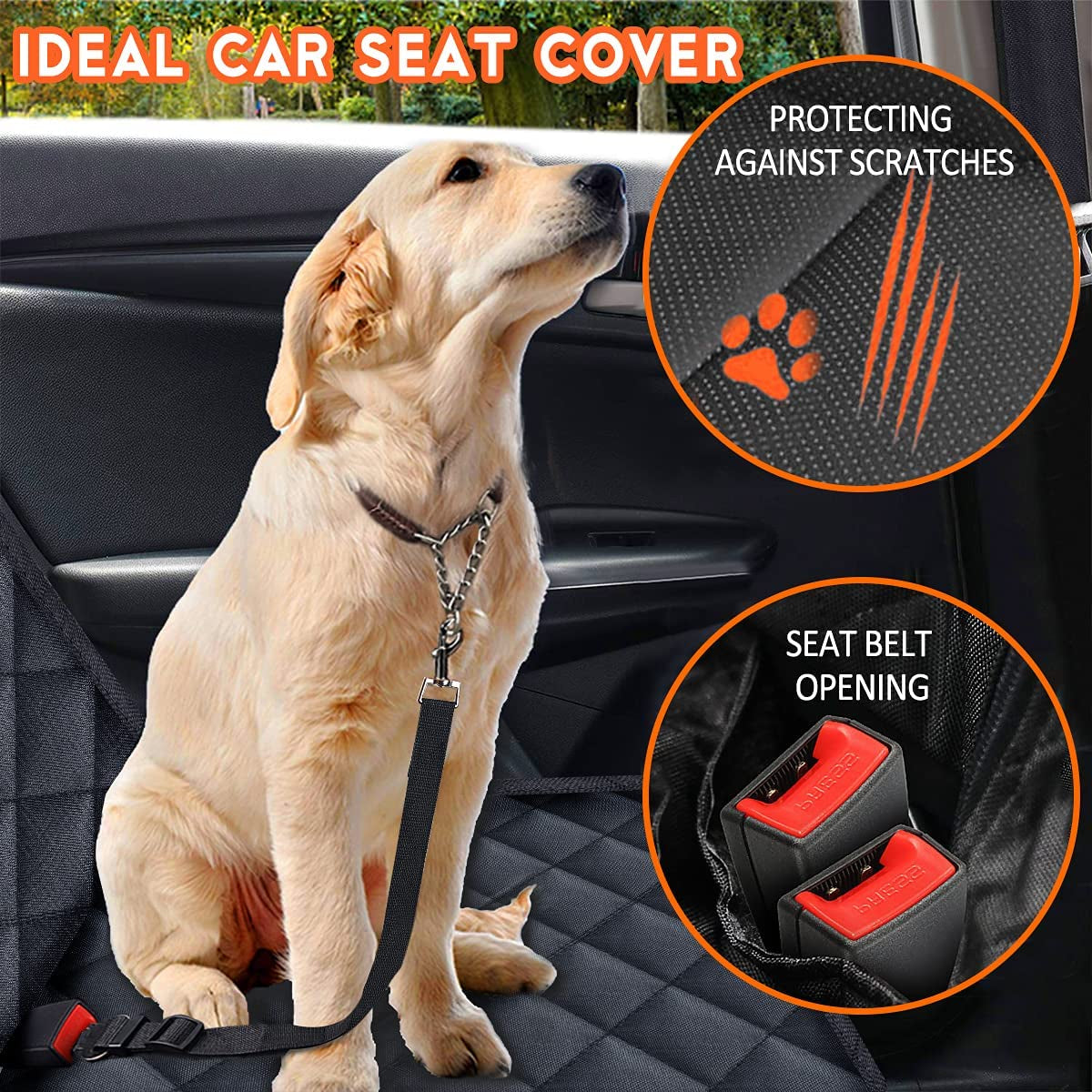 Premium Waterproof Dog Car Seat Cover - Fits most cars