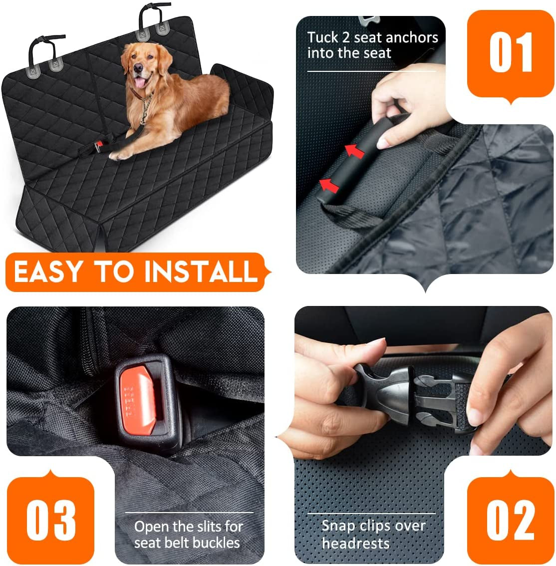 Premium Waterproof Dog Car Seat Cover - Fits most cars